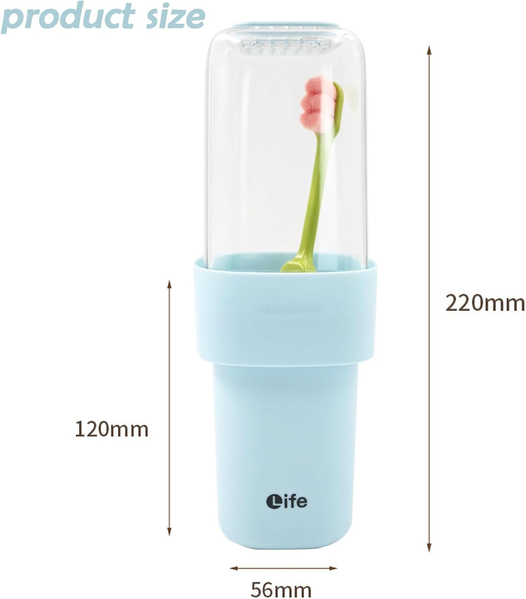 Travel Toothbrush Holder, Covered Toothbrush Cup Holders, Toothbrush and Toothpaste Travel Case, Toothbrush Storage Organizer Container for Traveling Bathroom(Blue)