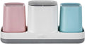 Toothbrush Holder for BathroomToothbrush Cup, Kids Toothbrush Holder with Bathroom Cup, Electric Toothbrush Toothpaste Holder and Bathroom Accessories Storage, Pink & Blue