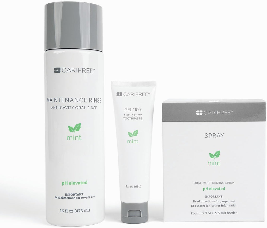 CariFree Maintenance & Prevention Starter Kit, Mint | Anti-Cavity Fluoride Toothpaste & Mouthwash Freshens Breath and Moistens Mouth | Dentist Recommended for Oral Care (3 Piece Set)