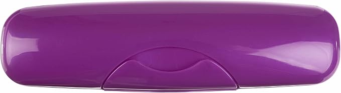RADIUS Toothbrush Big Brush with Replaceable Brush Head BPA Free ADA Accepted - Left Hand - Purple Brush with Purple Case