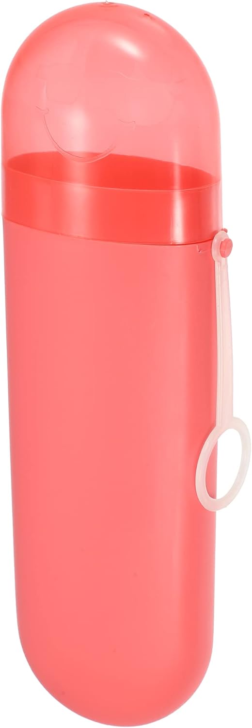 VOCOSTE 1 Pcs, Portable Toothbrush Case with Hook, Plastic, Traveling Toothbrush Holders Case, Travel Business, Red, 8.07"x2.36"x1.38"
