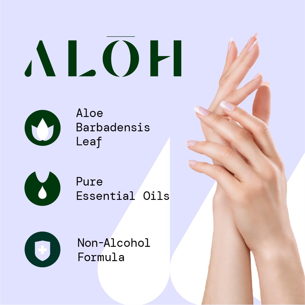 ALŌH Skin- Softening Sanitizing Hand Wipes – Lavender Rosewood + Aloe- 4 boxes of 20ct Individually Wrapped Wipes (80 Wipe)