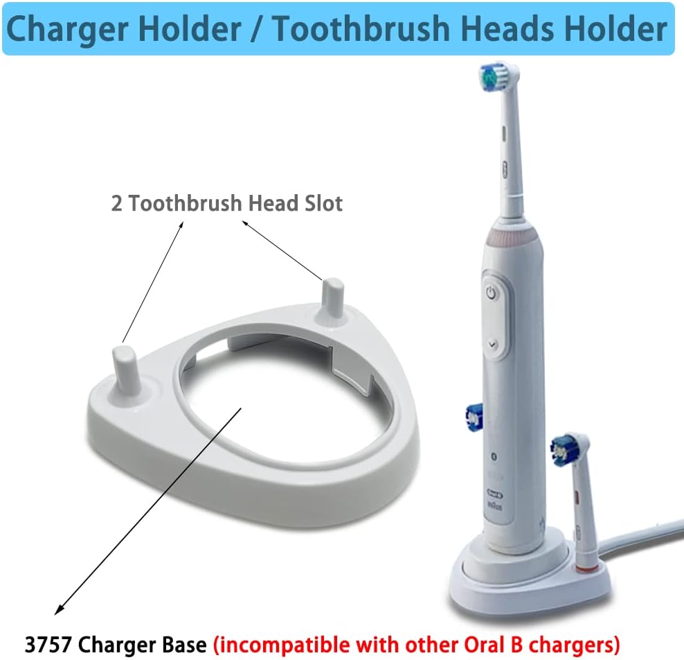 Replacement Charger Base for Braun Oral-B 3757,Inductive Charger Fits Oral B Genuine Pro and Most,Portable Replacement Oral B Toothbrush Charger Base with Charger Holder Toothbrush Heads Organizers