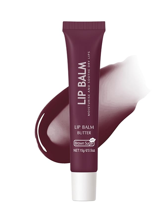 Lip Balm Butter Brown Sugar, Hydrating Tinted Butter Lip Gloss,Clear Lip Mask Lip Care Moisturizer,Smooth Lip Treatment,Non-Sticky Jelly Glow Reviver Lip Oil,Christmas Makeup Gift for Women-03