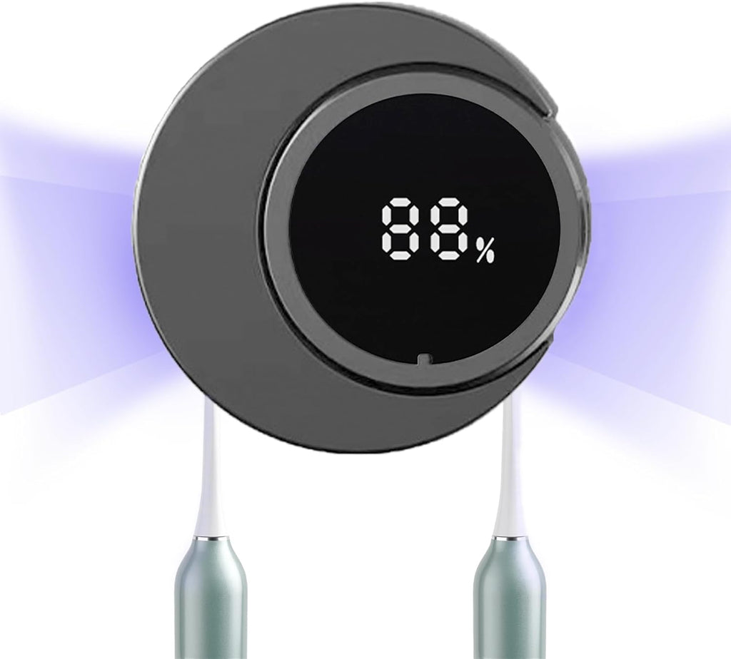 Smart Toothbrush Holder & Wall Mounted Toothbrush Holders, LED Automatic Sensing Toothbrush Cleaner for Home and Travel (Black)