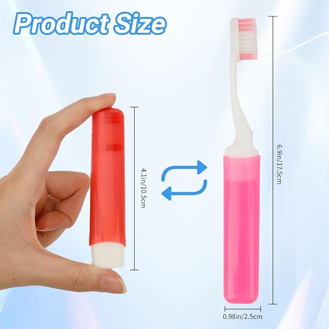 Travel Toothbrush 5PCS Mini Toothbrushes Travel Toothbrush Set Portable Travels Size Toothbrushes Folding Traveling Tooth Brush with Case Individually Wrapped Small Tooth Brush for Home Camping Hiking