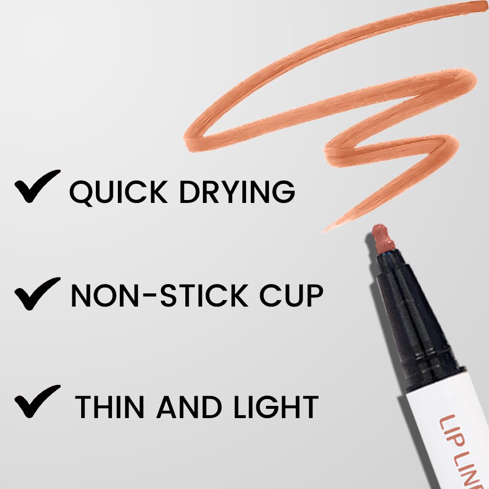 Kaely 2Pcs Nude Orchid Longwear Liquid Lip Liner Waterproof, 24 Hour Long Lasting Lip Liner Stain Marker Pen, 2-in-1 Matte Semi Permanent Lipliner & Lipstick, Vegan & Cruelty-Free, 05+08