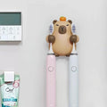 Toothbrush Holders for Bathroom Cute Capybara Electric Toothbrush Holder, Wall-Mounted Bathroom Storage Rack with Hooks No-Drill Installation