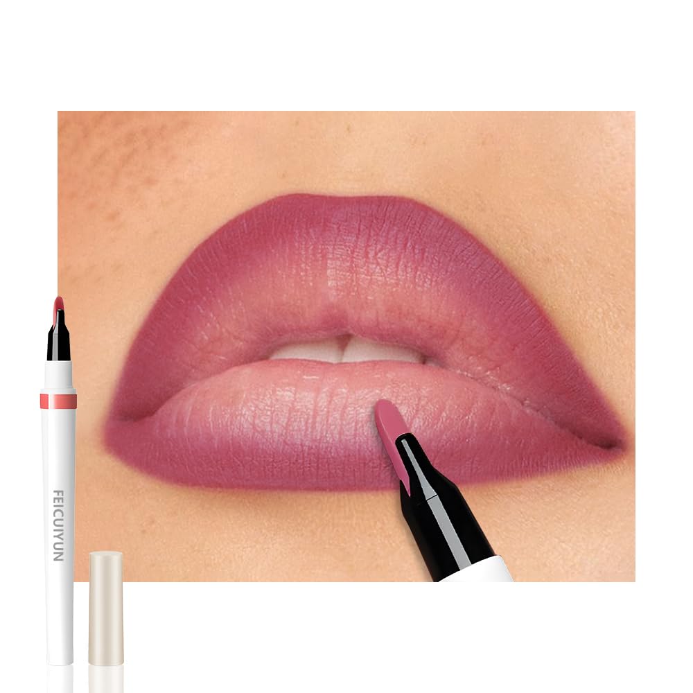 Matte Calligraphy Liquid Lip Liner Lipstick Pencil, Purple Long-Lasting Transfer-Proof Lip Stain, Lightweight Lipstick, Sheer Buildable Color, Fades to a Natural Wash of Colors