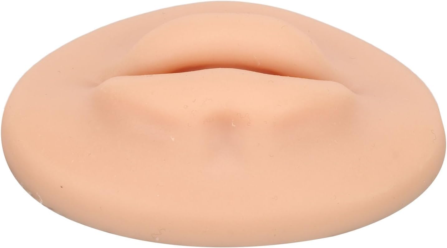 10pcs Practice Lips, Silicone Model Soft and Elastic Silicone Lips Fake Lips with Teeth Shape, Compact Size for Permanent Makeup Training (Dark)