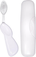 Radius Toothbrush Big Brush with Replaceable Brush Head BPA Free ADA Accepted - Right Hand - Pastel White Brush with Pastel White Case