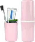 Surblue Travel Toothbrush Case Detachable Toothbrush Holder with Cover Portable Toothbrush Container for Vacation Camping Dorm Bathroom,Pink