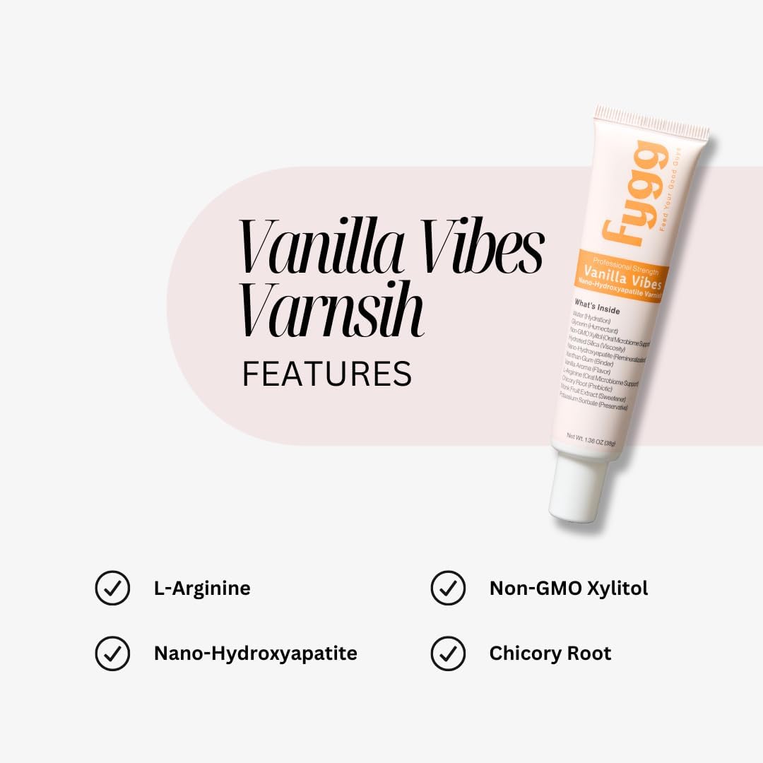 Fygg Nano-Hydroxyapatite Dental Varnish | Fluoride-Free Enamel Repair for Sensitive Teeth | Mild Mint Flavor, Suitable for Adults & Kids (1.36oz, Vanilla)