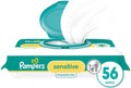 Pampers Sensitive Baby Wipes, Water Based, Hypoallergenic and Unscented, 1 Flip-Top (56 Wipes Total)