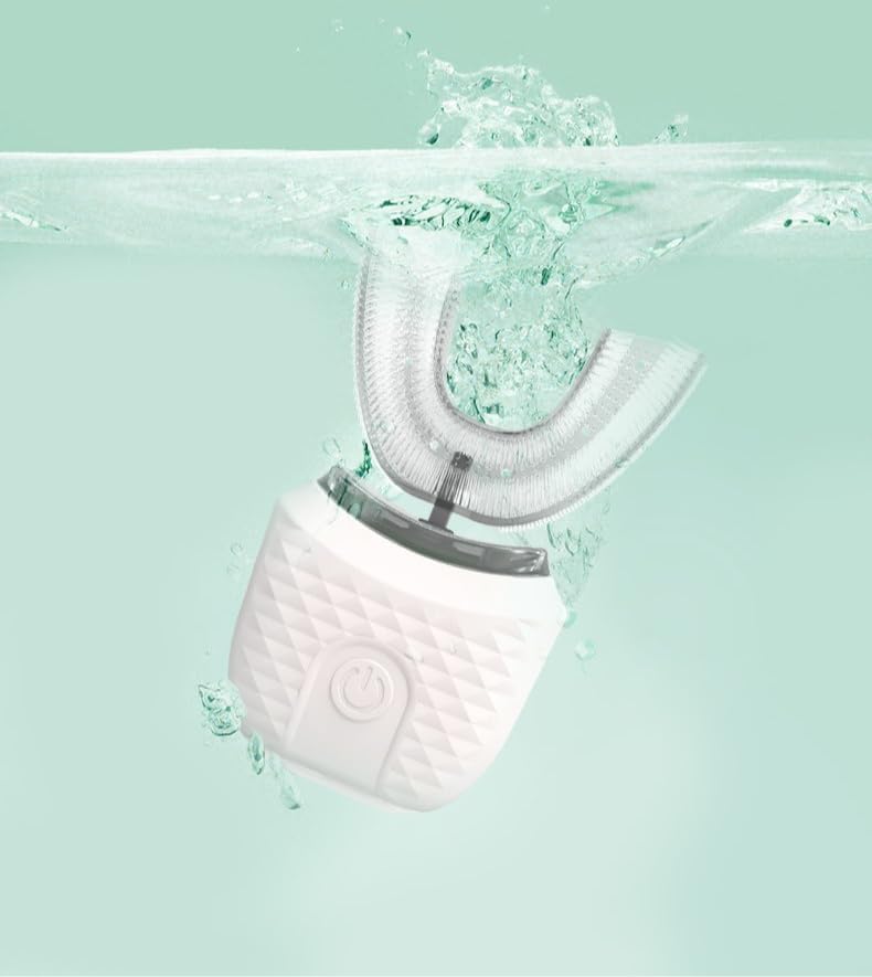 Scandinavian Smiles Brush 360° U-Shape Electric Toothbrush for Adults, IPX7 Waterproof,Oral Cleaning,Hands-Free Auto-Cleaning (White)