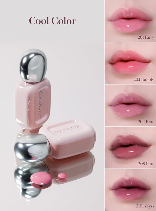 Dew Drop Tint #201 Fairy 4.5g, Glossy, Lightweight Lip Stain, Glass-Like, High Shine, Moisturizing Lip Oil, Long Lasting Color, Hydrating Gloss, Dewy Finish, Korean Beauty Makeup