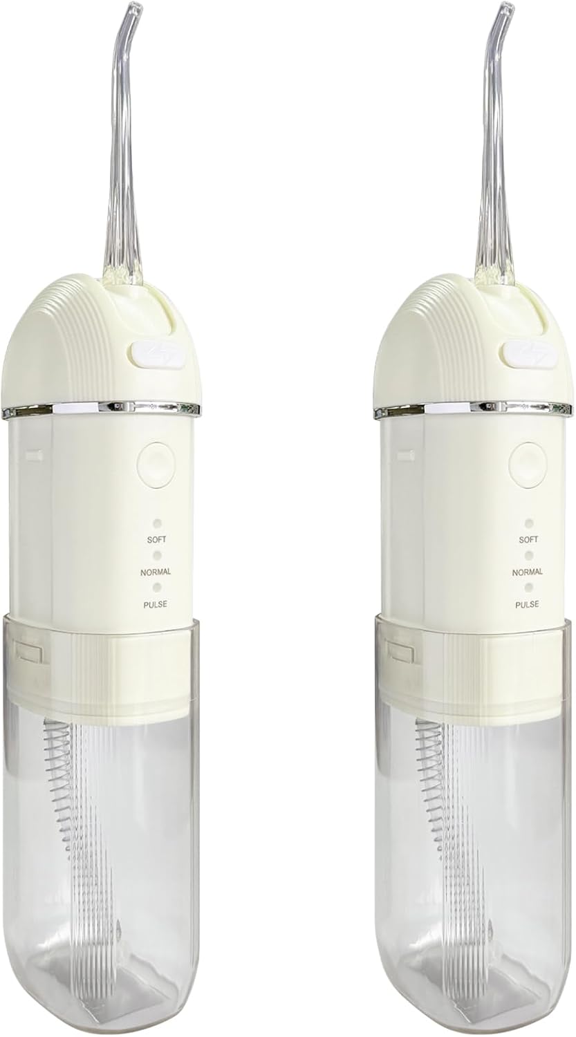 Portable Water Flosser for Teeth 2 Pack, Cordless & Portable Collapsible Oral Irrigator Water Teeth Cleaner Pick for Home Travel Use,3 Modes & IPX7 Waterproof Rechargeable Water Flosser Dental Pick