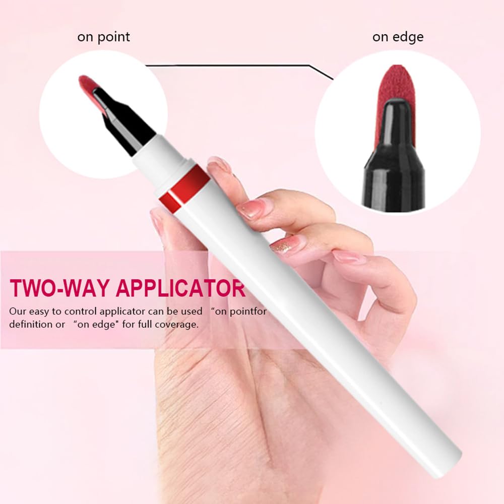 Matte Calligraphy Liquid Lip Liner Lipstick Pencil, Fire Brick Long-Lasting Transfer-Proof Lip Stain, Lightweight Lipstick, Sheer Buildable Color, Fades to a Natural Wash of Colors