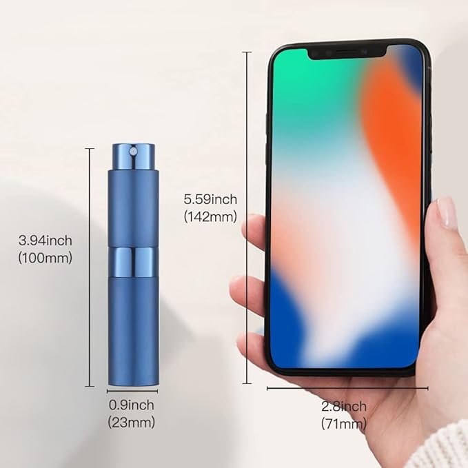 Lisapack 8ML Atomizer Perfume Spray Bottle for Travel (3 PCS) Empty Cologne Dispenser, Portable Sprayer (Gold, Silver, Blue)