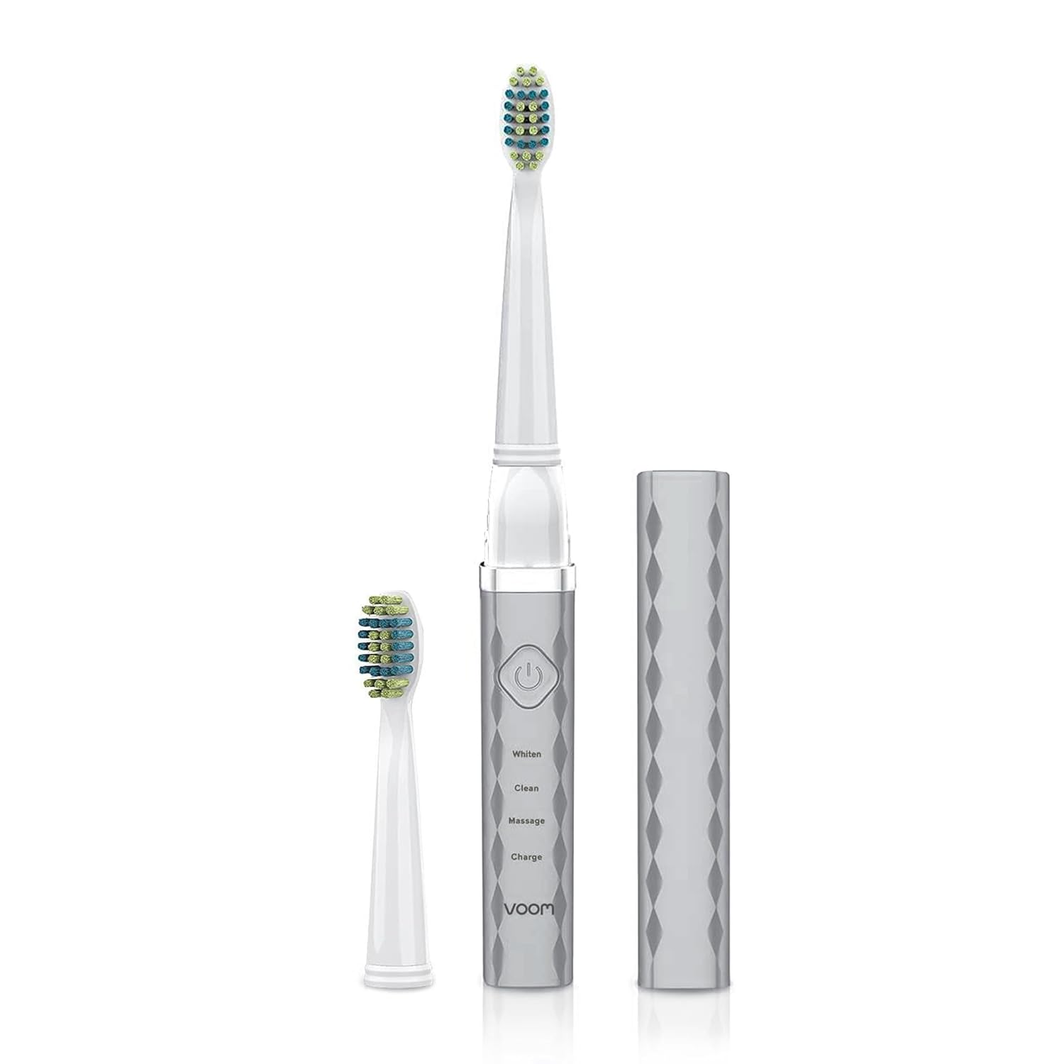 Voom Sonic Pro 3 Rechargeable Electric Toothbrush With Soft Dupont Nylon Bristles Dentist Recommended Portable Oral Care 2-Minute Timer 3 Adjustable Speeds Light Weight Design - Silver