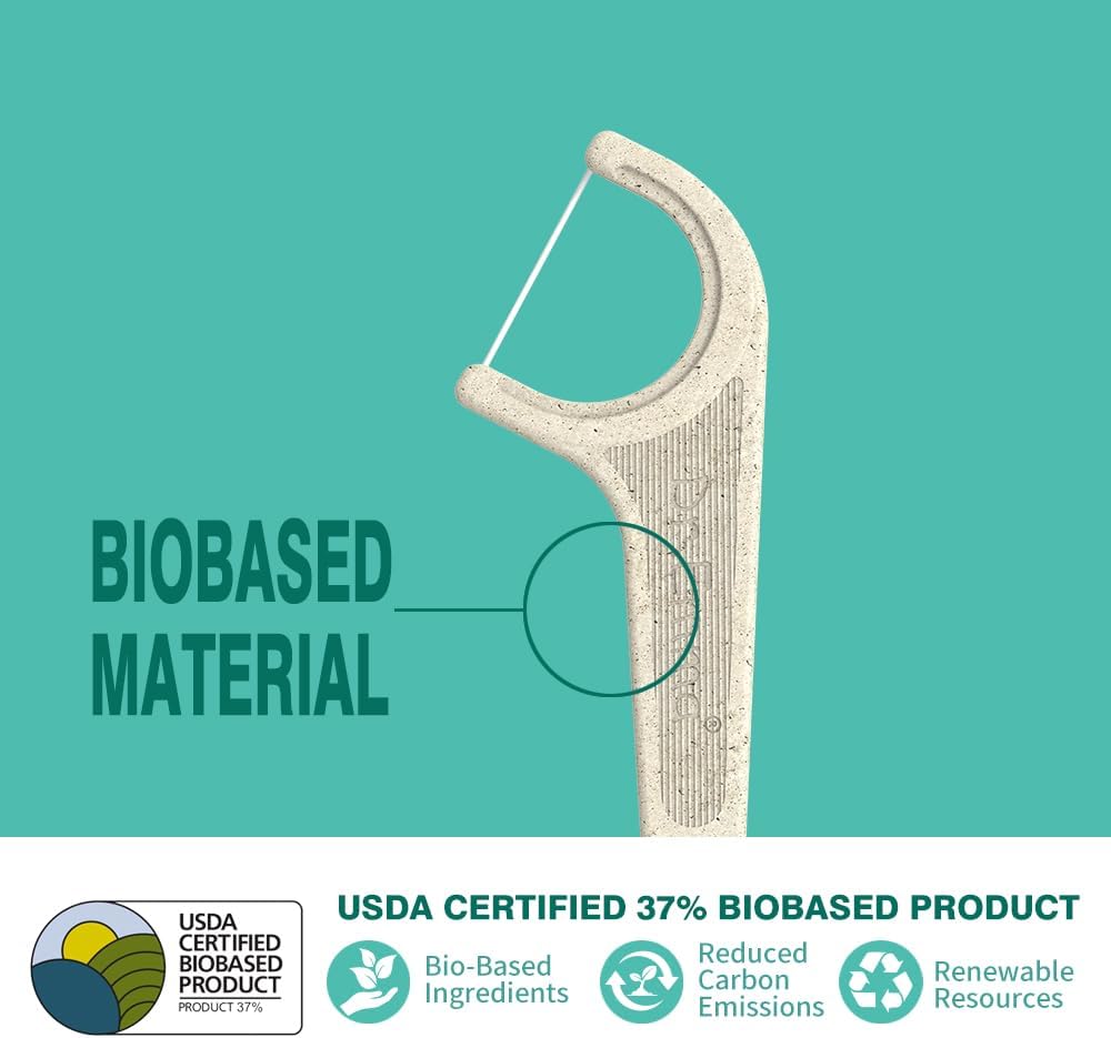 Dr. Emma Biodegradable Dental Floss Picks Single Line Floss Picks Biobased Material Tooth Flosser for Adults Teeth Cleaning Mint Flavor Toothpick Stick Soft On Gum & Teeth 240 Count