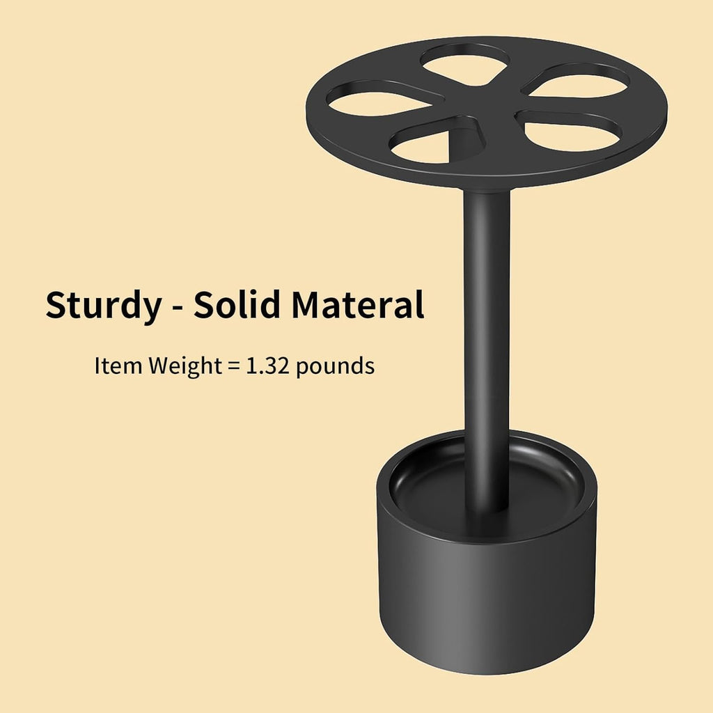 YUMORE Toothbrush Holder Stand Stainless Steel Tooth Brush Holder Bathroom Countertop Organizer Storage (Matte Black)