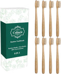 Bamboo Toothbrush - Medium Boar Bristles Natural - NO Plastic Environmentally Friendly (8 Pieces)