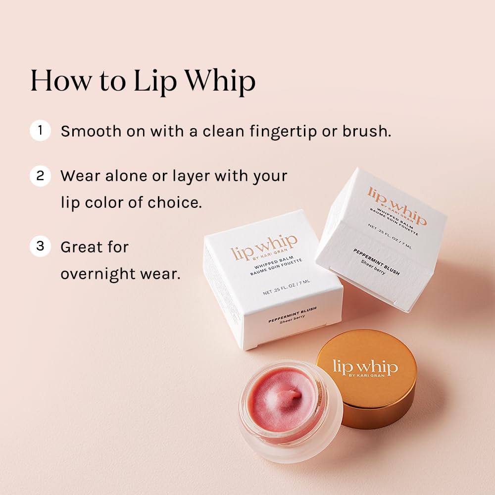 Kari Gran Lip Whip | Moisturizing Lip Balm with Organic Oils | Rich Buttery Texture, Hydrates & Protects | Non-GMO, Organic Ingredients, Made in USA | 2-Pack (Naked Peppermint)