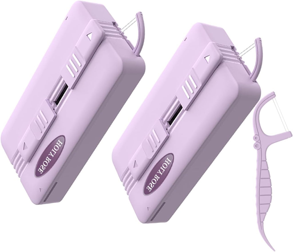 Holy Rose Twin-Line Dental Floss Picks - Portable Flossers Dispenser (2 Boxes) - Mint Flavor Fresh Floss Stick-Dual Action Cleaning,Travel Case is Ultimate Teeth Hygiene Tool.