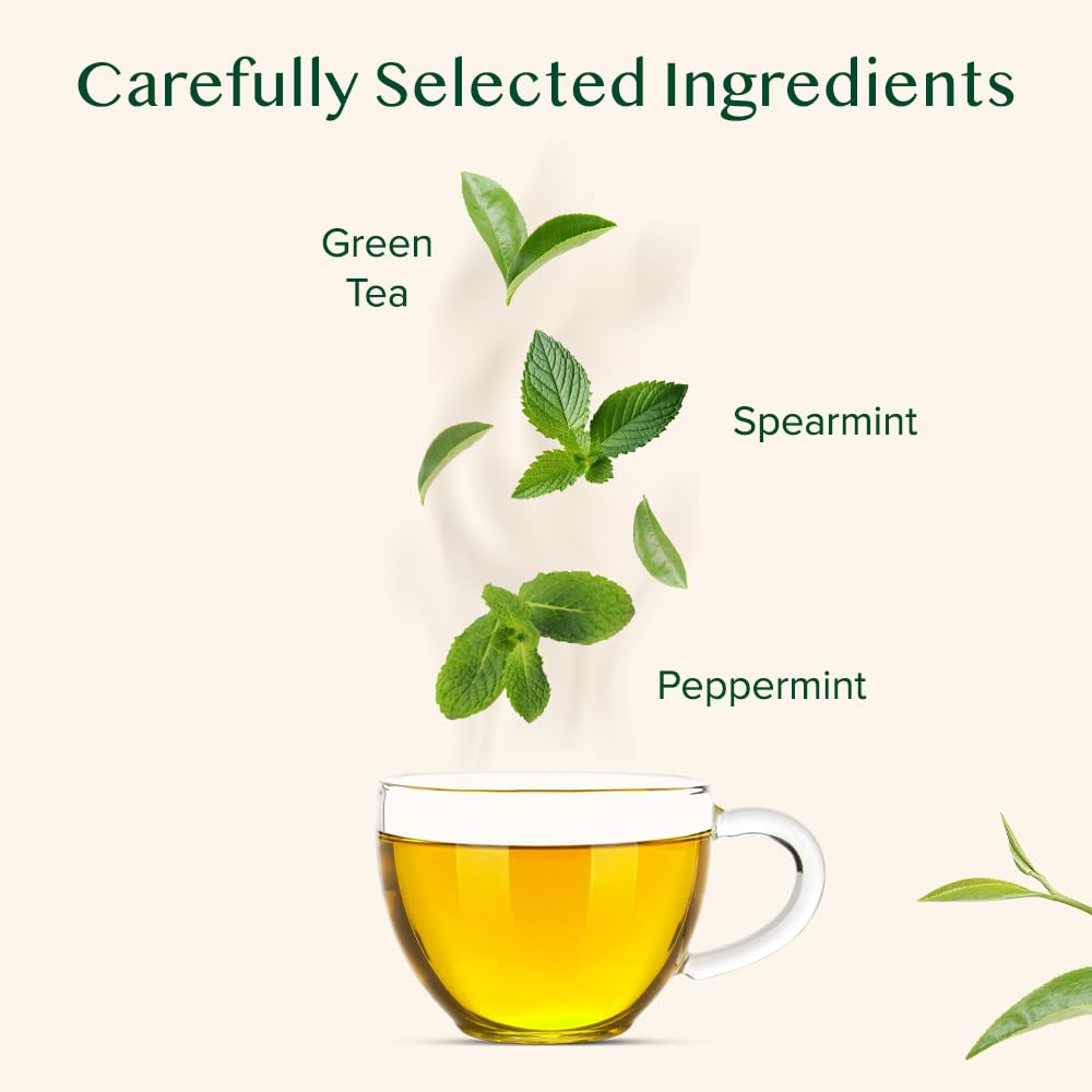 VAHDAM, Mint Green Tea Loose Leaf (50+ Cups, 3.5 oz) Cool Peppermint Tea With Himalayan Green Tea Leaves | Low Caffeine | High Elevation Grown | Vacuum Sealed for Freshness