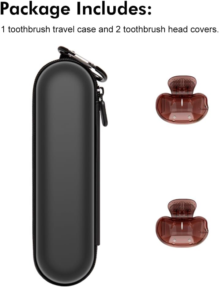 Nincha Electric Toothbrush Travel Case Compatible with Oral-B/Philips Sonicare/Colgate/Reach, and Most Electric Toothbrush, Includes 2 Universal Toothbrush Covers (Black Case + Brown Covers)