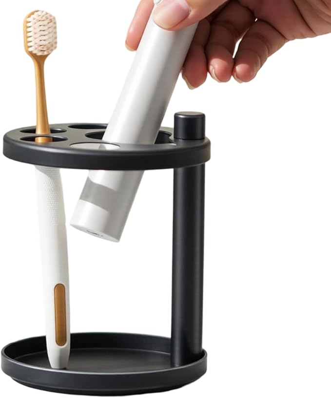 Bathroom Toothbrush Holder - Tooth Brush Toothpaste Stand Countertop Organizer,Shower Storage Rack with Ventilated Slots for Travel Restroom Counter Vanity Toilet Dorm Shavers Small Comb