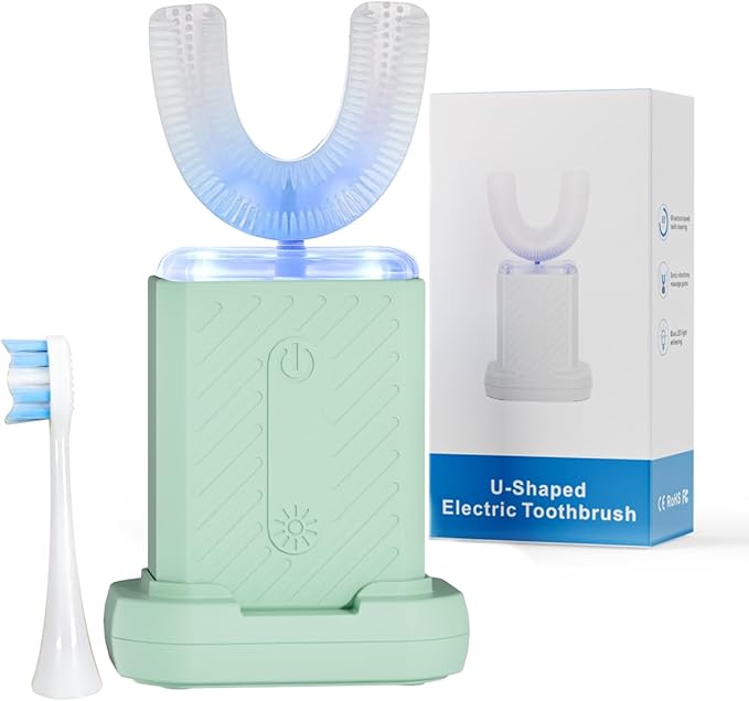 U-Shaped Electric Toothbrush for Adults, U Shaped Toothbrush with 360° Automatic Cleaning, Electric Toothbrush for Business Trips & Travel