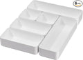 Organizer Drawer, Storage Plastic Desk Bins Stackable Organizers Tray, Bathroom Dividers Small Makeup Bin Clothes Organizing Trays for Containers Vanity Office Cabinet Desktop Compartment, White