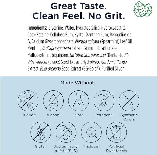 Designs for Health Periobiotic Silver Hydroxyapatite Toothpaste - Fluoride Free Toothpaste with Oral Probiotics - Supports Gum Health & Remineralization, 4oz Mint (Pack of 5)