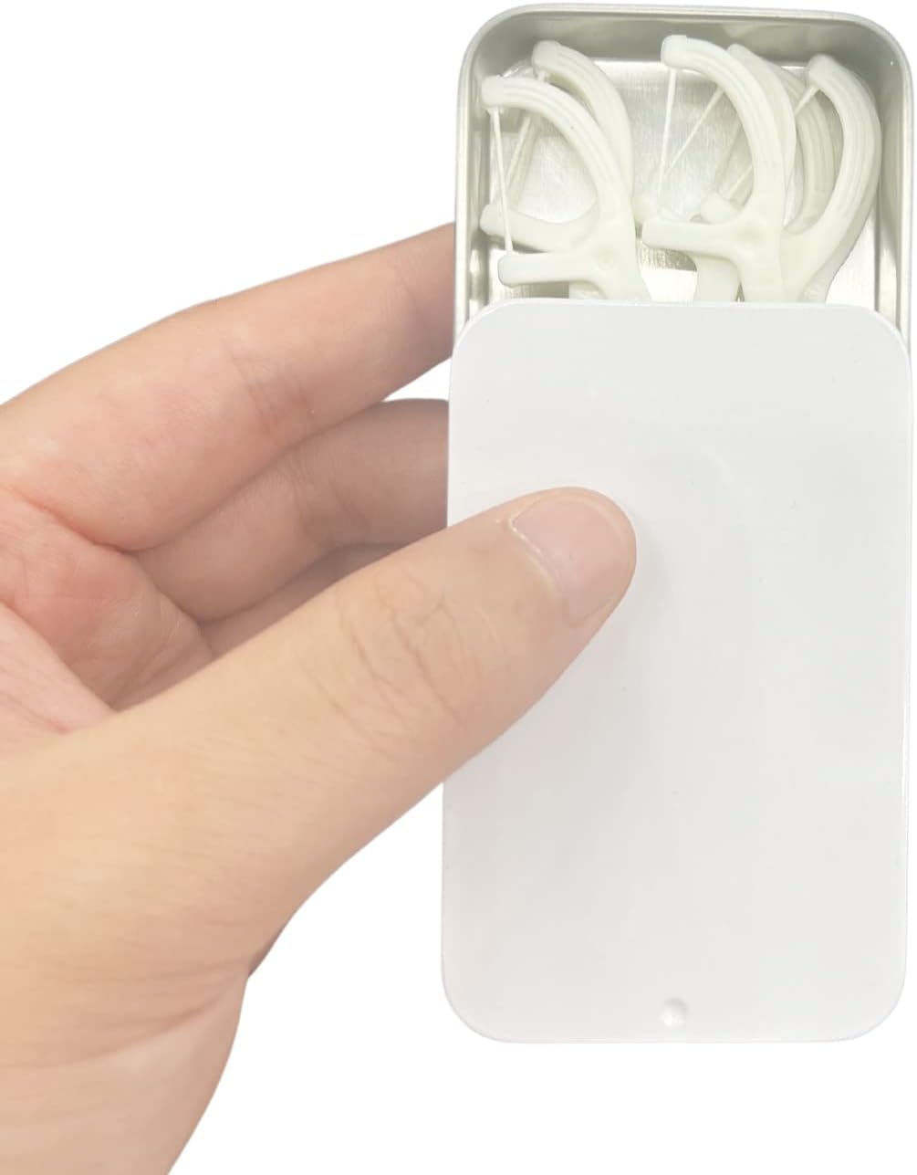 2Pack Dental Floss Portable Case,Dental Floss Dispenser,Storage 24 Picks Adult Floss in Box,Refillable Glide Floss,Portable Travel Floss Box for Travel(White)