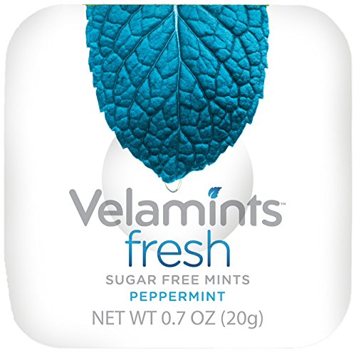 Velamints Fresh Peppermint Sugar Free Mints Tin - Fresh Breath Mint Aspartame-Free Sweetened with Stevia, 20 Gram (Pack of 6 Tins)