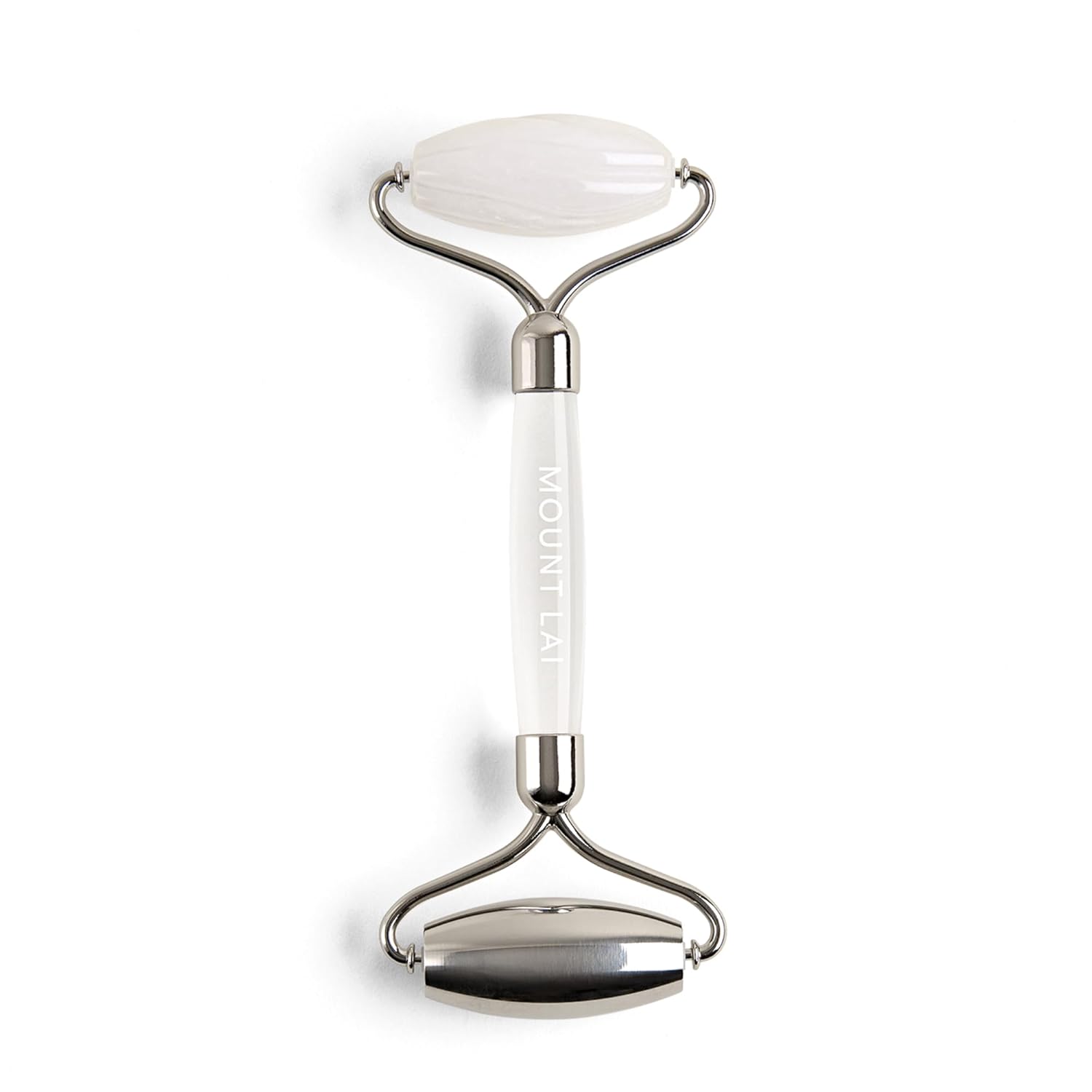 Mount Lai The Vitality Qi White Jade & Stainless Steel – The Stone of Harmony and Clarity, Face Roller for Soothing, Refreshing & Radiant-Looking Skin, Facial Massager Tool for Self-Care Ritual