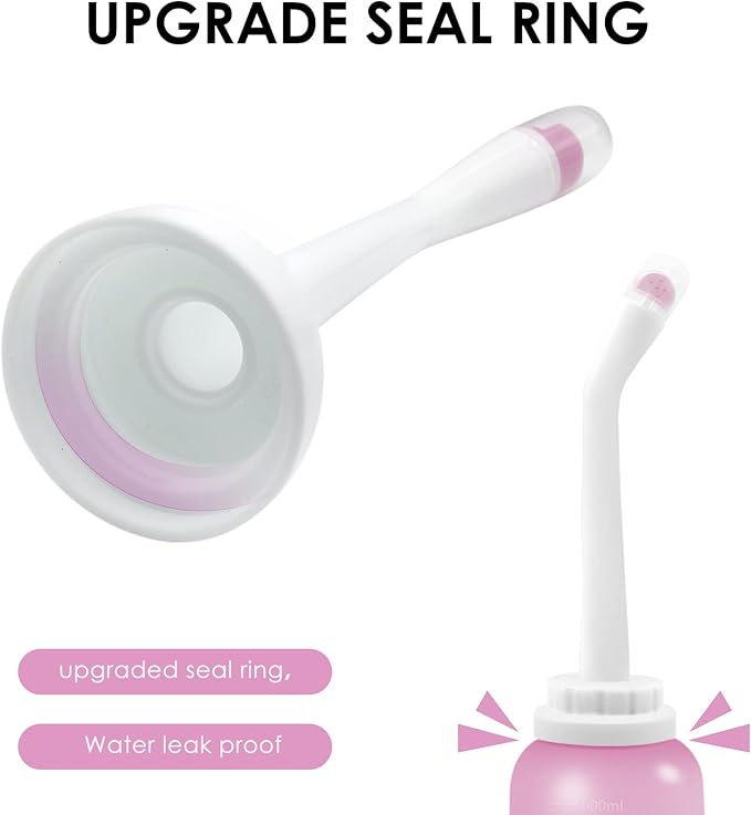 RUFCRIL Peri Bottle, 2-Pack Portable Travel Bidet with Bag, TPE Material Can Be Boiled, 17oz/500ml with 2 Sealing Rings,Essentials for Postpartum Perineal Care,Hemorrhoid Treatment,and Baby(Pink/Blue)