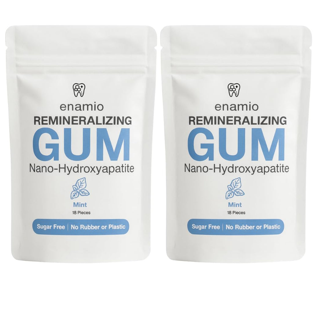 Enamio Mint Remineralizing Gum with Nano Hydroxyapatite for Enamel Support & Sensitive Teeth - Xylitol Gum, Plastic Free, Sugar Free, Natural Oral Care - No Aspartame- Made in USA - 2 Pack