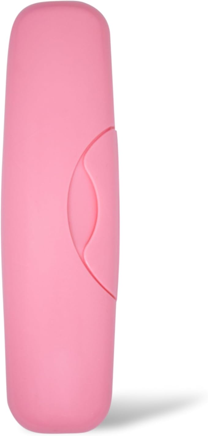 RADIUS Toothbrush Big Brush with Replaceable Brush Head BPA Free ADA Accepted - Right Hand - Pastel Pink Brush with Pastel Pink Case