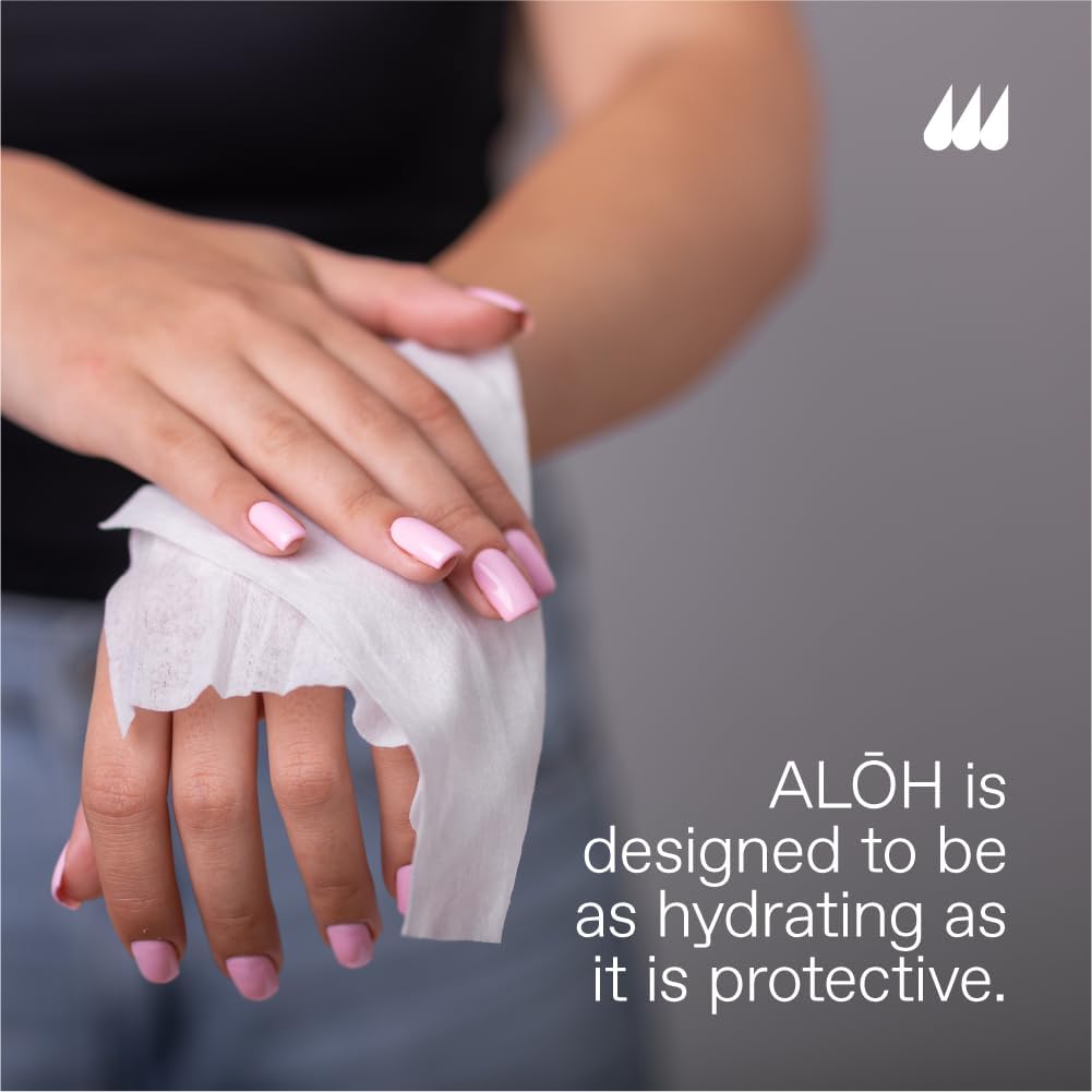 ALŌH Skin - Softening Sanitizing Hand Wipes – Peppermint Eucalyptus + Aloe - 1 Box of 500ct Individually Wrapped Wipes