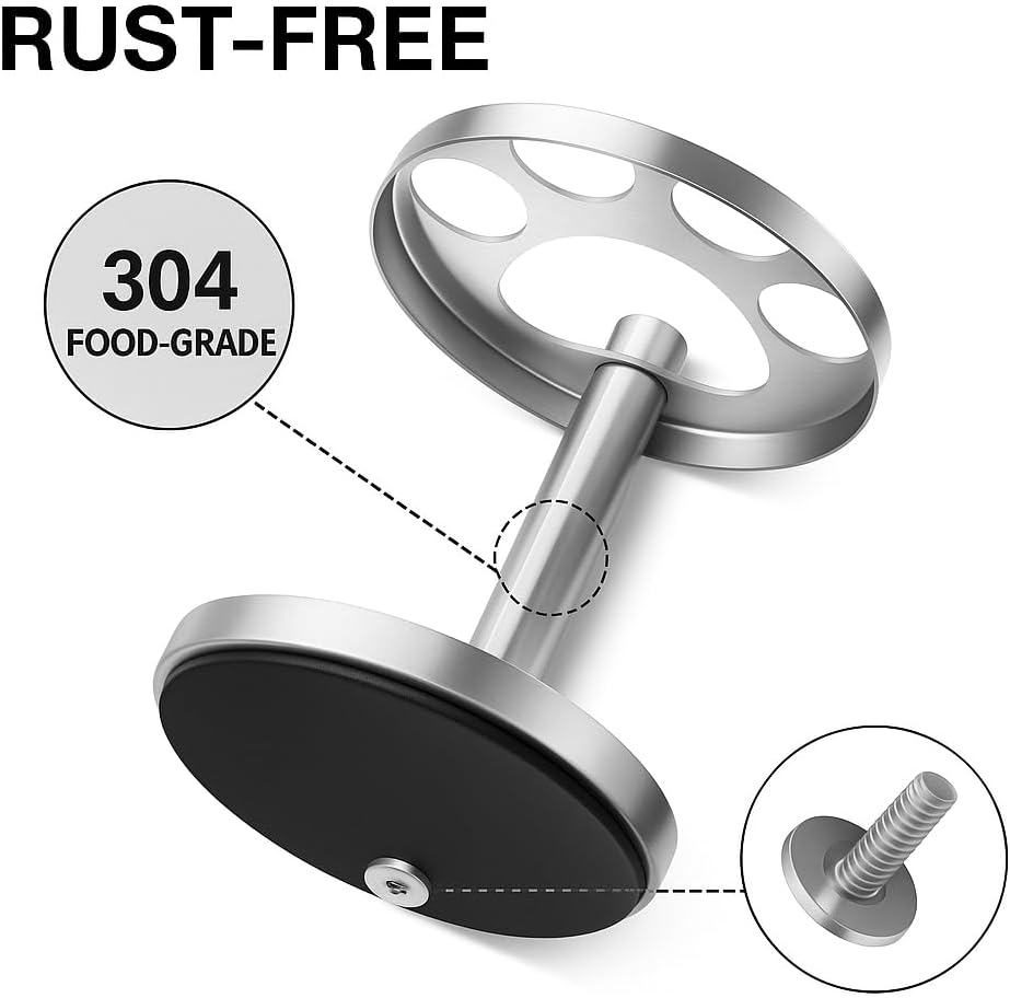 Stainless Toothbrush Holder Stand for Bathroom: Stainless Steel Ventilated Organizer with Slots for Electric Toothbrushes, Toothpaste, Razors & Small Comb, Unique Footprint Base Design, Brushed Silver