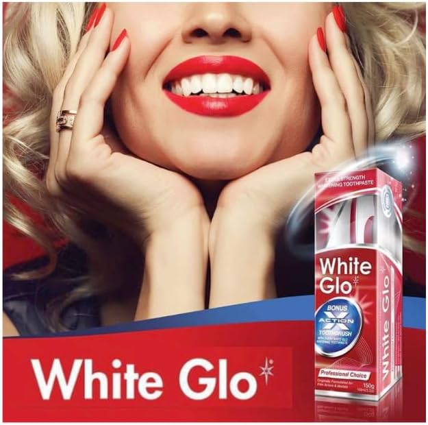 White Glo Extra Strength Whitening Toothpaste Professional Choice 100ml - 2 Packs with Sanitral 50 Pcs Dental Floss Stick Included as a Gift