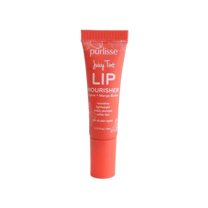 pürlisse Juicy Tint Moisturizing Tinted Lip Balm for Women - Hydrating Lip Treatment for Dry Cracked Lips - Enriched with Shea Butter & Jojoba Oil for Plumper Soft Lips - Coral Shine (.38 oz)