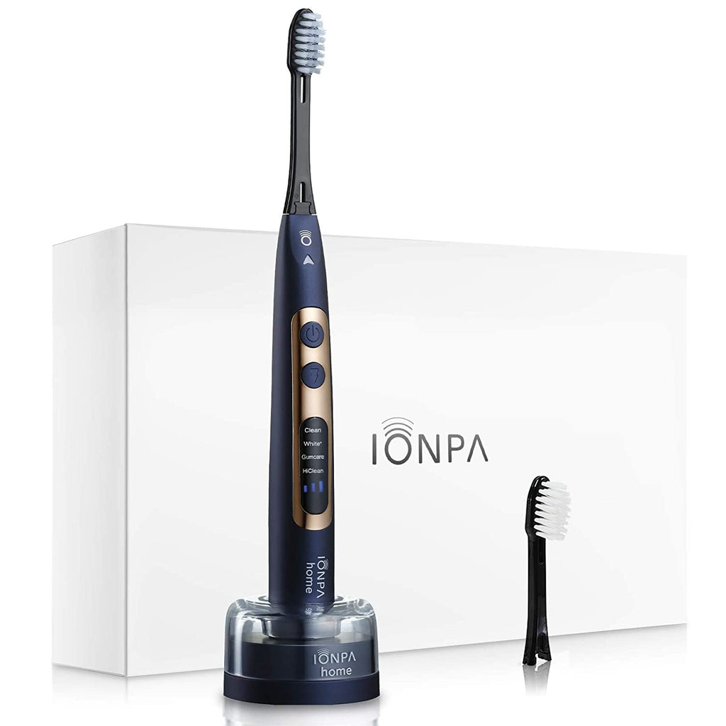 IONIC KISS IONPA DP Navy Blue Premium USB Rechargeable Ionic Power Electric Toothbrush, Brushing Timer, 4 Modes, 2 Soft Extended Filament Brush Heads Made in Japan, You hyG DP-111NB