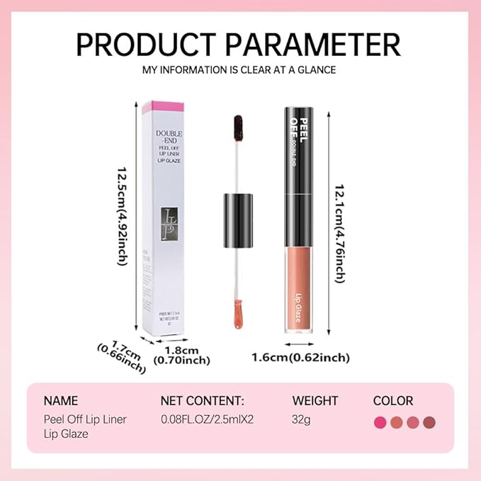 Dual-Ended Peel Off Lip Liner & Stain in Caramel Nude – Tattoo-Like Peel Off Lip Stain Liner + Hydrating High Shine Nude Lip Tint, Long-Lasting Waterproof Smudge-Proof Duo for Natural Nude Brown Lips