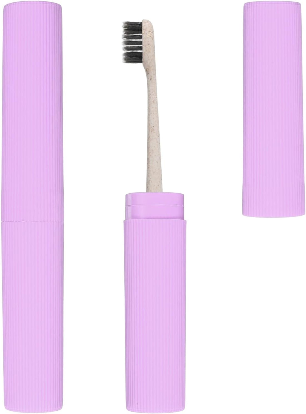 uxcell 2Pcs Travel Toothbrush Case, 7.9x1.2x1.2 Portable Travel Toothbrush Holder with Stripe, Plastic Toothpaste Container for Bathroom, Gym, Business Trip, Camping, Purple