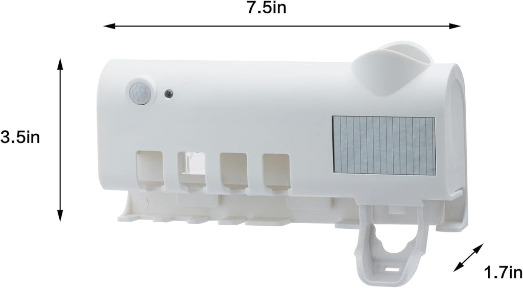 UV Toothbrush Cleaner Wall-Mounted Toothbrush Holder with UV Light and Rechargeable Battery, Helps Reduce Bacteria and Maintain Toothbrush Cleanliness, Smart Timer Function