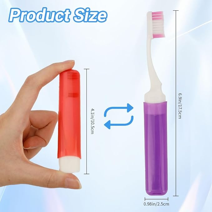 Travel Toothbrush 6PCS Travel Toothbrush Set Mini Toothbrushes Portable Travels Size Toothbrushes Folding Traveling Tooth Brush with Case Individually Wrapped Small Tooth Brush for Home Camping Hiking